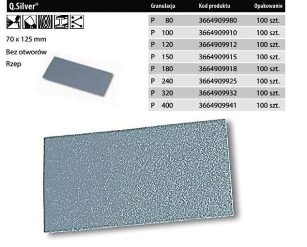 Papier ścierny MIRKA q.silver 70x125mm P240 50 sztuk 3664909925