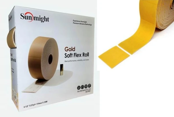 Papier ścierny na gąbce Sunmight 114mm x 25m P120 gold soft flex SU32108