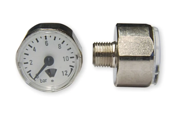 Manometr ze szklaną szybką fi 21 przyłącze 1/8 tył do 12 bar szybka odporna na rozpuszczalnik