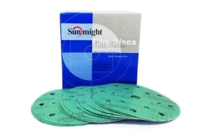 Papier ścierny krążek fi150 14/1 ziarno 180 folia sunmight new film