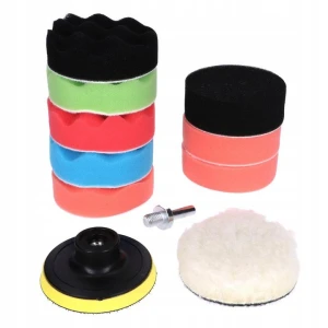 Tarcza gąbka polerska zestaw 11 elementów z dyskiem M10 mocowanie rzep 80mm ITALKO