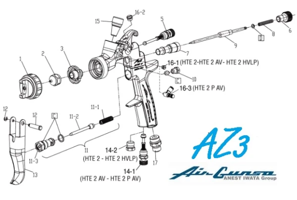 Zestaw uszczelek do pistoletu lakierniczego Iwata Air-Gunsa AZ3 W2KIT31 W2KIT56