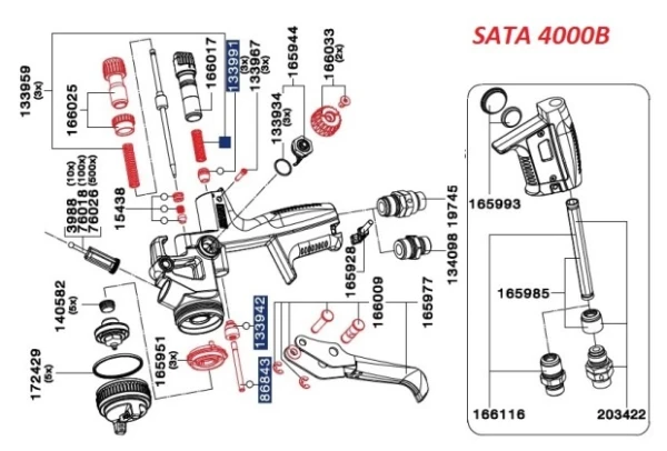 Zawór pistoletu lakierniczego SATA 4000 B 165944 szerokości strumienia