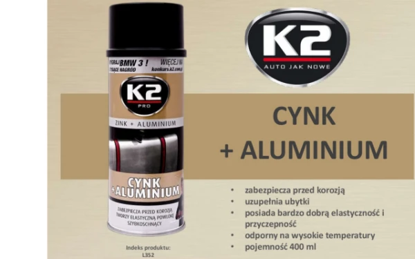Spray cynk i aluminium podkład antykorozyjny K2 400 ml L352
