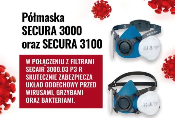 Maska secura przeciwpyłowa 3000 DUST S567DSL0 z filtrami SECAIR.3000.03 P3 R antywirusowa