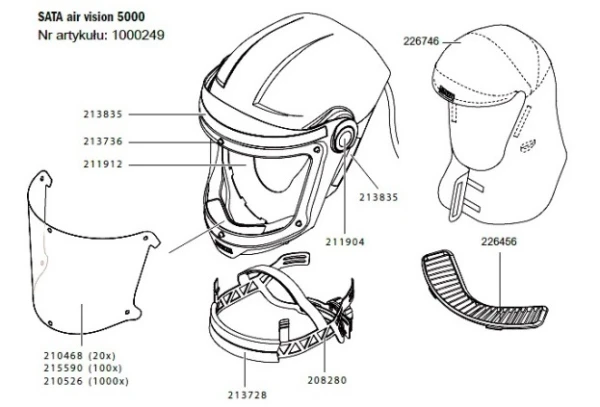 Osłonka folia zrywka do maski SATA VISiON 5000 20szt 210468