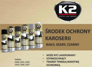 Spray Baranek ochronny K2 500 ml czarny do zabezpieczenia konserwacji podwozi samochodowych