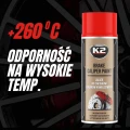 Spray lakier farba do zacisków hamulcowych K2 K2 Brake Caliper 500ml czerwony do +260 stopi Celsjusza L346CE