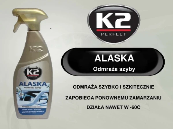 Płyn środek odmrażacz do szyb K2 Alaska 700 ml w atomizerze do - 60 stopni!