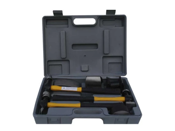 Zestaw narzędzi blacharskich Bluecar: młotki łyżki babki 7 elementów