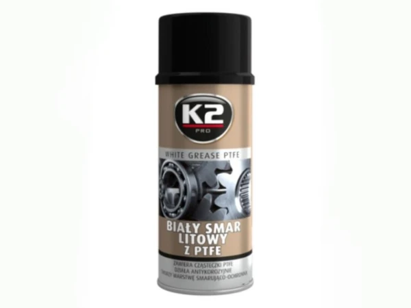 Spray smar teflonowy biały PTFE K2 do konserwacji aerozol 400 ml.