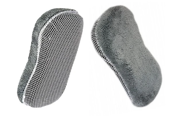 Gąbka dwustronna z mikrofibrą i siatką do pielęgnacji aut GREY