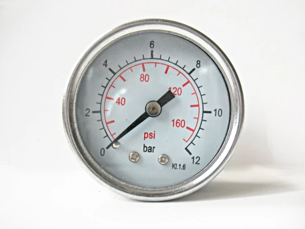 Manometr ze szklaną szybką fi 50 przyłącze 1/8 tył do 12 bar z mocowaniem do panelu