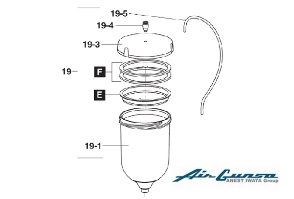 Kubek do pistoletu lakierniczego Iwata Air-gunsa AZ3 0,6 L ciśnieniowy concept kompletny 19p