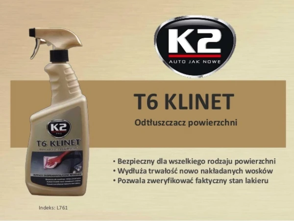 Płyn środek K2 Klinet 700ml atomizer odtłuszcza oczyszcza lakier usuwa resztki past polerskich